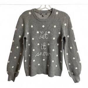 Marled Sweater Let It Snow Polka Dot Size XS Gray Winter Themed Balloon Sleeves